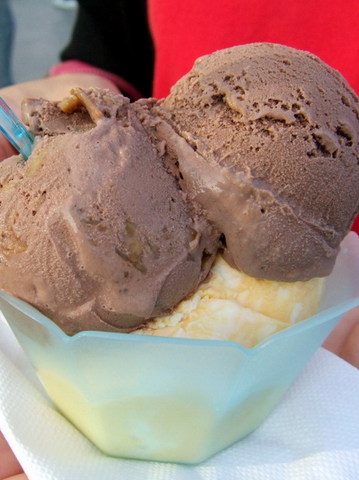 chocolate peanut butter & mango coconut marble  
