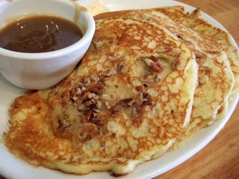 pecan butterscotch pancakes with banana